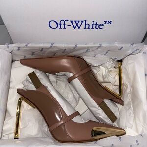 OFF-White Gold Allen Frame Slingback | Nude Gold | 37EU (7W)